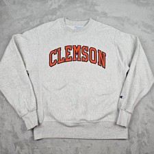 Champion Reverse Weave CLEMSON Tigers Crewneck Sweatshirt Mens Medium Light Gray