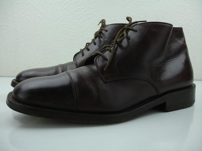 Men's 8.5 M Fratelli Rossetti Brown Leather Cap-Toe Ankle Boots Lace-Up Italian
