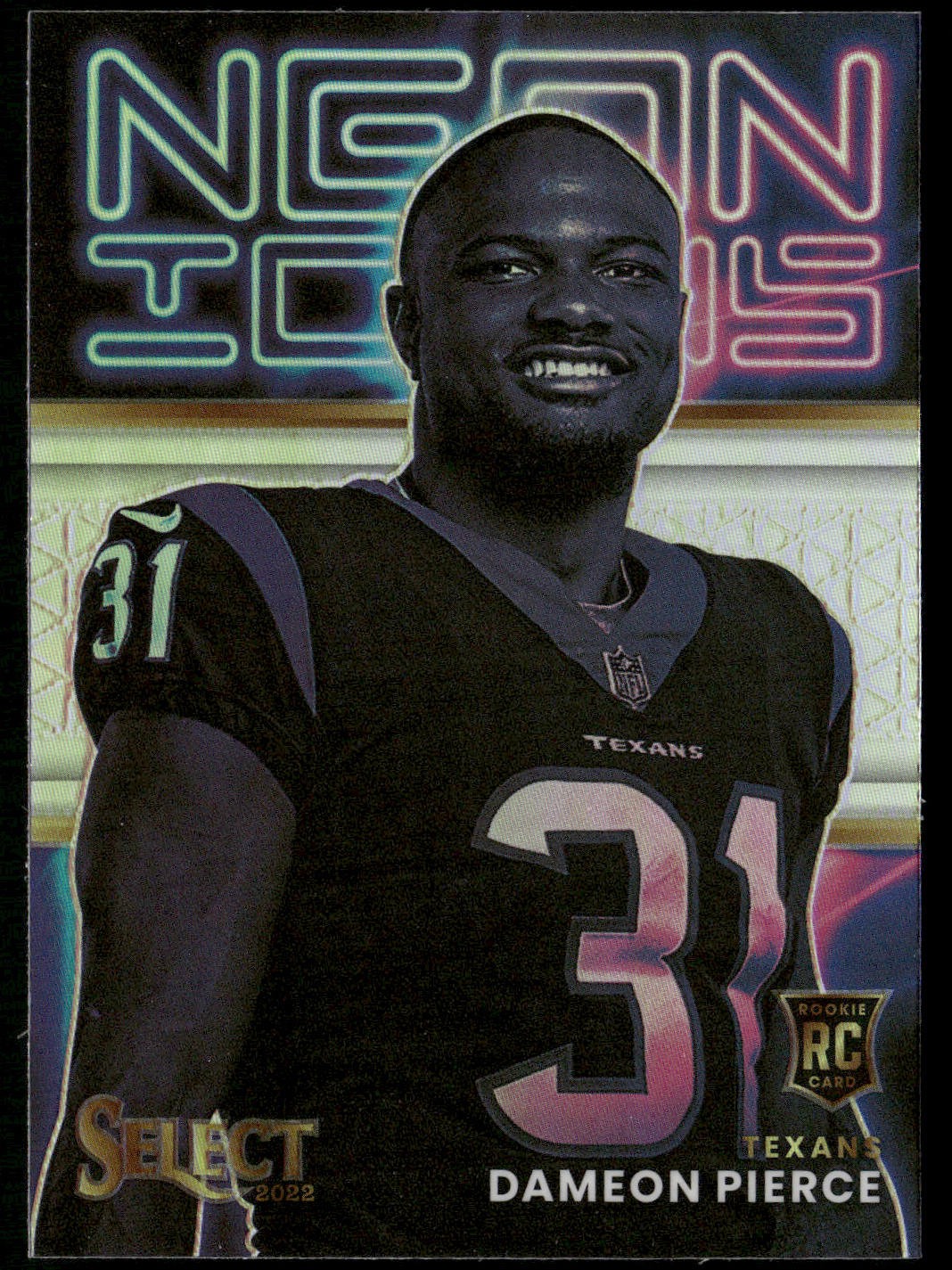 Dameon Pierce 2022 Panini Select #NI-18 Neon Icons Rookie Houston Texans