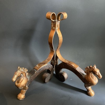 OOAK Easel Equestrian Handcrafted Stand Wood-Cast Iron-Plaster Mythical ArtRoman