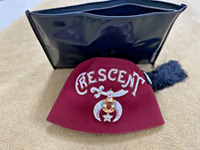 Masonic Shriners Fez Hat CRESCENT JEWELED tasseled with carrying case INSERT HAT
