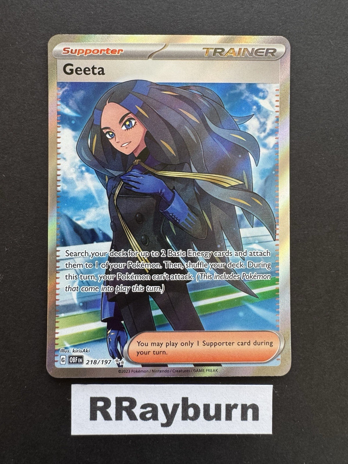 Pokemon Geeta Trainer 218/197 Sv03: Obsidian Flames Ultra Rare Holo