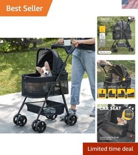 Compact Folding Pet Stroller for Small/Medium Pets - Versatile  Portable Design