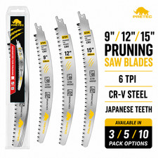 9/12/15in Curved Pruning Reciprocating Saw Blades 6TPI Japanese Teeth 3/5/10Pack
