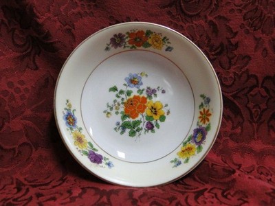 Thun Thu71 Floral Rim & Center, Cream Band: Fruit Bowl (s), 5 3/8'' x 1 1/4''