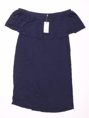 Reifes blaues schulterfreies Damenkleid - L