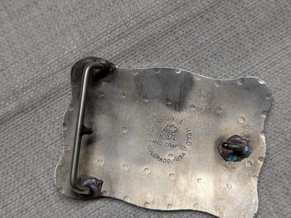 Hebilla de cinturón vintage hecha en EE. UU. FOX RACING hecha a mano WESTERN johnson sostenido Foto 4 de 4