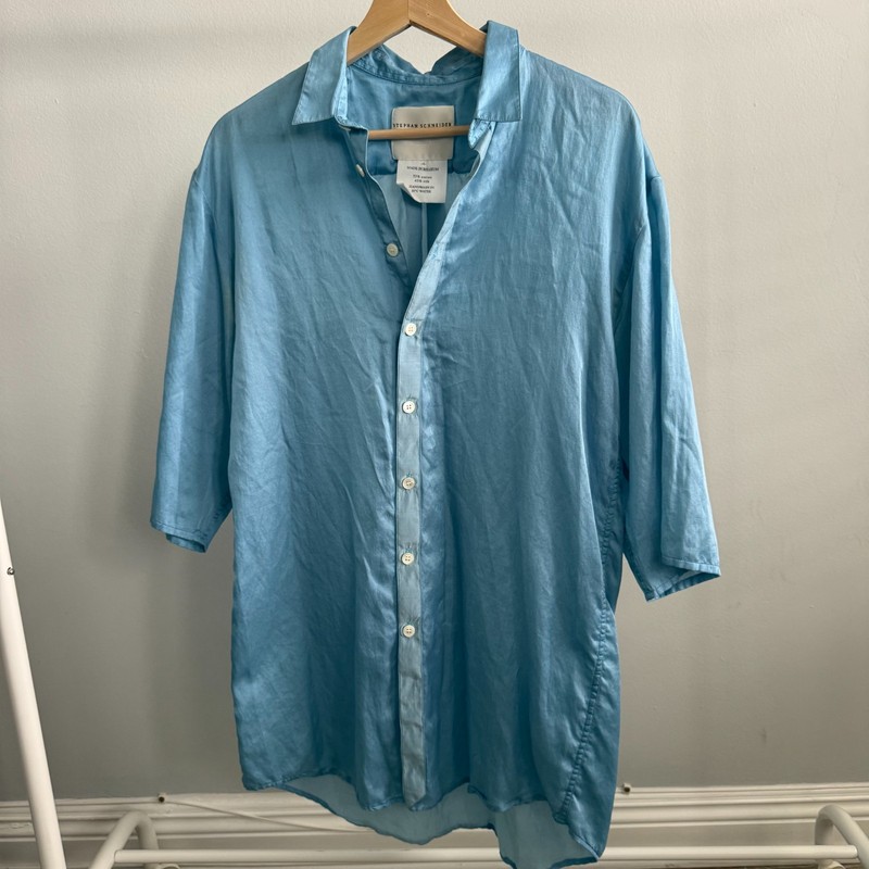 Stephan Schneider Cotton/Silk Short-Sleeve Button Up - Size 4