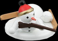 Holzfigur Weihnachtsfigur Schneemann Biathlet Liegend HöHe Ca 6,5 Cm NEU
