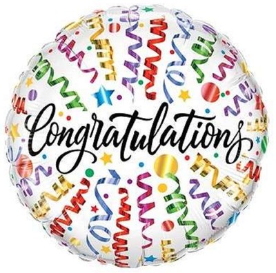 Congratulations Streamers Luftschlangen Folienballon 46cm 18 Inch