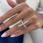 2.00Ct Oval Cut Real Moissanite Women's Wedding Cross Ring 14K White Gold Plated
