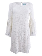 CeCe Women's Bell-Sleeve Lace Dress (2, New Ivory)