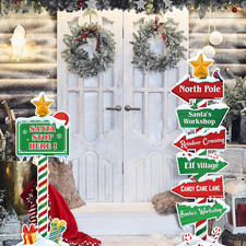 7 Pcs Christmas North Pole Yard Signs Christmas Party Welcome Sign Stakes Xmas S