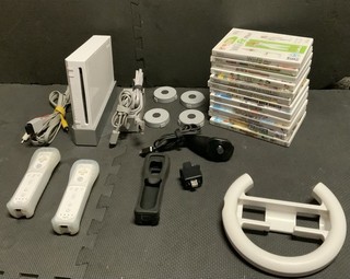 Nintendo Wii Console Bundle with Controllers Accessories 12 Games Mario Sonic