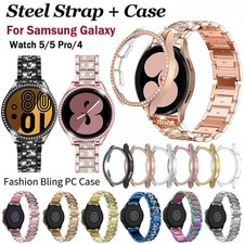 Metal Strap Watch Band Bling Case Cover For Samsung Galaxy Watch 5 4 40/44mm