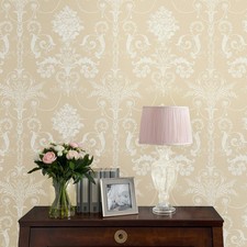 Image of Laura Ashley Wallpaper Matt Josette Linen Damask Smooth Washable 5.2m² NEW
