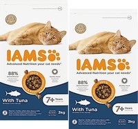 (€6,72/Kg) Iams Senior Cat 7+ Tuna Katzenfutter Trocken Mit Thunfisch 2 X 3 Kg