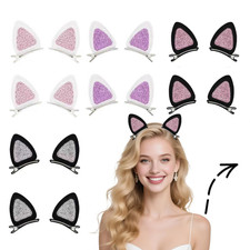 16 Pcs Cat Ears Hair Clips for Girls Cat Themed, Toddlers Animal Hair Pins Glitt