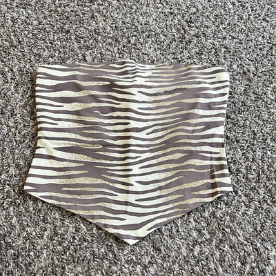 VTG Cache Handkerchief Hem Crop Tube Top Brown Zebra Print M Y2K 90s Stretch NEW