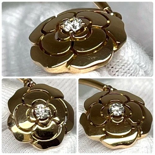 Aretes Chanel Camelia Diamante Oro Rosa 18K con Caja Original Foto 4 de 4