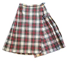 Vtg May Co. 100 New Wool Tartan Wrap Long Plaid Skirt Scotland pleated