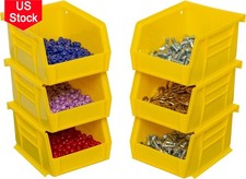 6-Pack Yellow Stackable Storage Bins 10Lbs Capacity Multi-Purpose Organizers