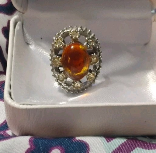Vintage Amber Adjustable Ring - image 3