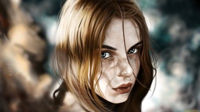 Face Portrait Women Looking At Viewer Artwork Anime Poster 11x17in Wall Art