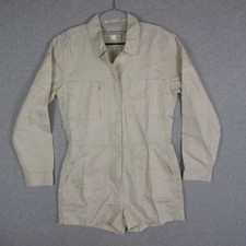 Outerknown Station Suit Womens Small Tan Shortall Zip Up Casual Romper Utility