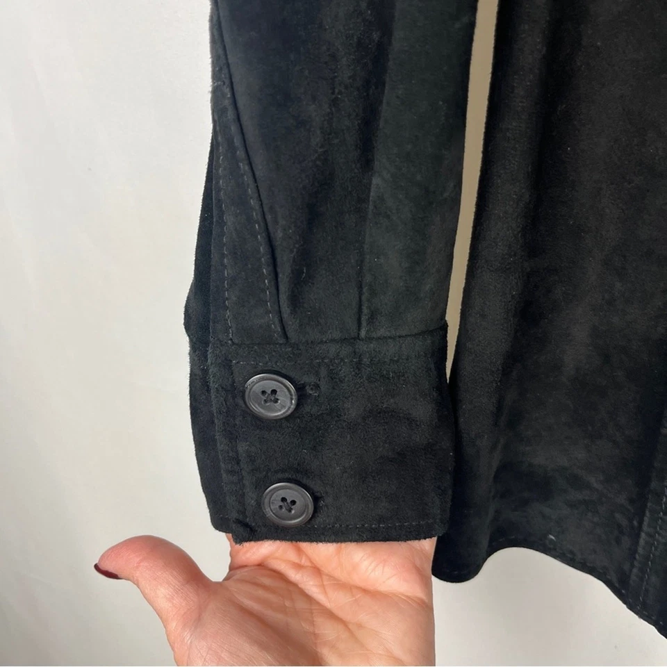 VTG Women’s Suede Shirt Jacket Shacket Western Indie Cowgirl 90s Black Small - Image 4 of 4