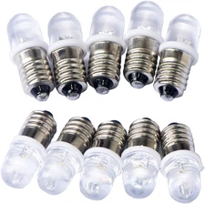 10Pcs E10 Screw DC12V Warm White Spot Led Bulb Light Lamps +10Pcs E10 Base (DC12