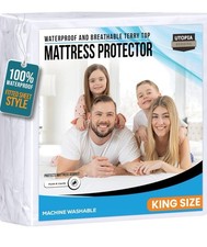King Size Mattress Protector Waterproof, Premium 200 GSM Terry Mattress Cover