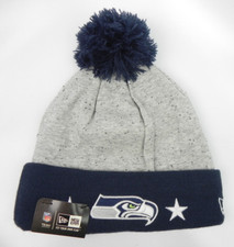 SEATTLE SEAHAWKS NFL FOOTBALL NEW ERA CUFFED POM KNIT BEANIE STARS CAP HAT NWT