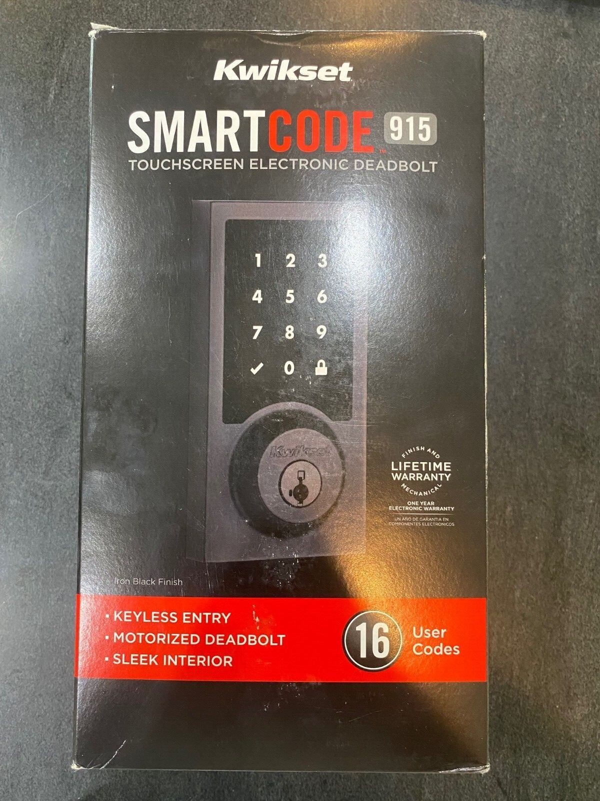 Kwikset SmartCode 915 Matte Black Keyless Front Door Deadbolt Lock-image
