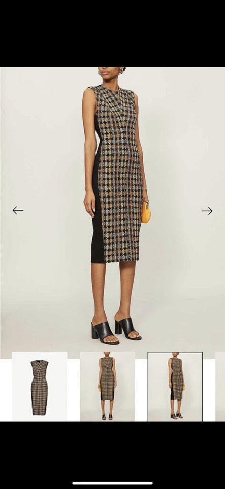 VESTIDO MIDI VICTORIA BECKHAM SOBREPOSIÇÃO DE TWEED TAMANHO 12 RRT £ 1190 - Imagem 4 de 4