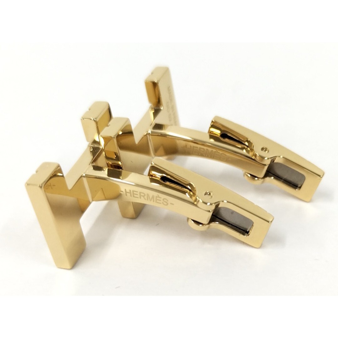HERMES cufflinks with H logo, Gold color Material: Plating