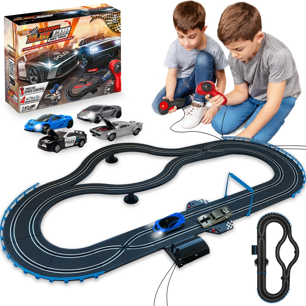 Interactive Electric Slot Car Track for Kids 4-8 – Dual Speed Controls & Smooth Racing Action