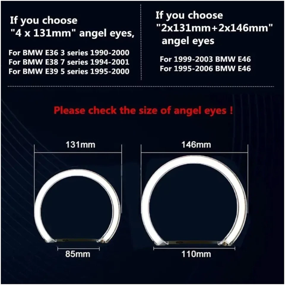 4 шт кристаллов DTM Angel Eyes кольца-гало для BMW E46/E39/E36/E38 галогенные ксеноновые - Изображение 2 из 4