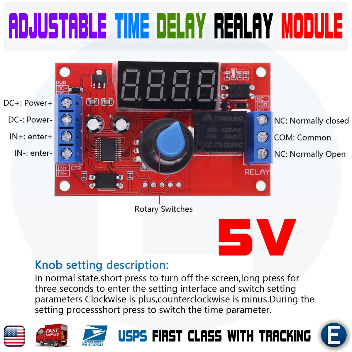 Time Delay Module LED Display Adjustable Timer Relay Automation Control  Switch Module(5V)