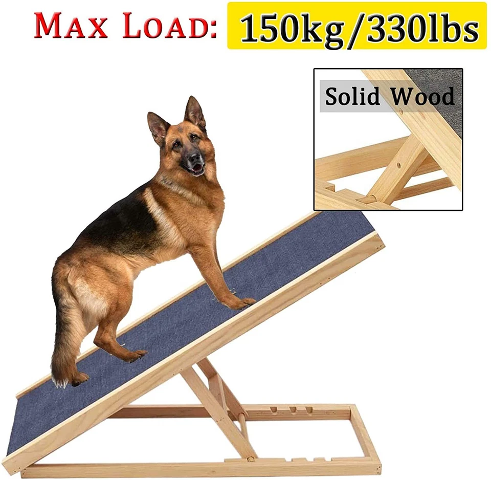 Portable Wooden Pet Cat Dog Ramp Ladder - 2/4-Height Adjustable+Non slip Carpet - Image 4 of 4