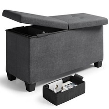 Banco otomano de almacenamiento de 30" cofre plegable reposapiés para sala de estar y dormitorio con contenedores