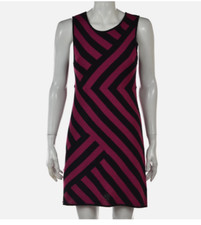Alice Olivia Womens Wool Knit Sheath Dress Size M Striped Geometric Sleeveless