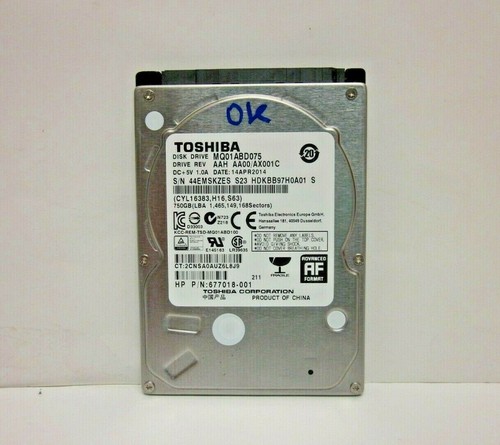 Festplatte SATA 2.5" Toshiba MQ01ABD075 750GB AAH AA00/AX001C 14APR2014
