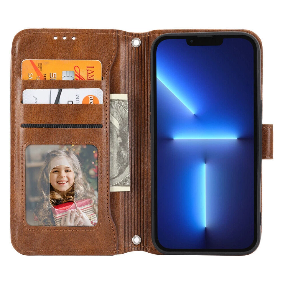 Leather Zipper Wallet Stand Phone Case For iPhone 15 14 13 12 11 Pro Max XS 8 7 - Image 4 of 4