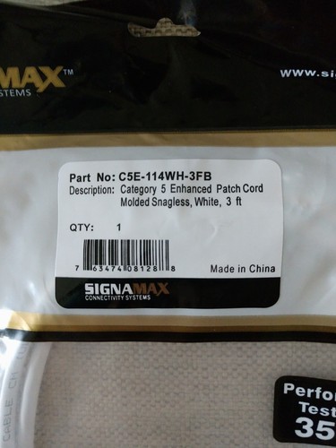 (3) SignaMax Connectivity Systems 3' Cat5 Enhanced Snagless Patch Cable Cord - Picture 2 of 2