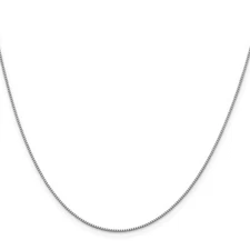 18K White Gold 18" .7mm Box Chain Necklace for Mens 2.23g Perfect Gift for Her