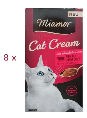 Miamor Cat Cream mit Rind + Gemüse ( 39,42/kg) cremiger Katzensnack 8 Schachteln