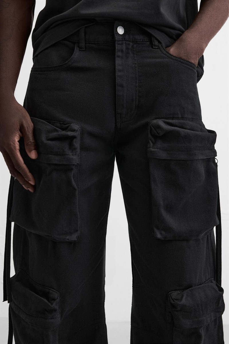 パンツ ZARA utility multi pocket pants black ZARA MAN FW 2025 collection BLACK UTILITY POCKET PANTS ALL