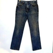 Vintage Wrangler Acid Wash Dark Blue Jeans 34 x 32 936NTF USA Made