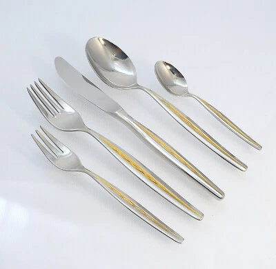 WMF Capri Gold Cromargan Besteck-Set 5 tlg. für 1 Person ( 1 von 12 Sets ) - Bild 1 von 4